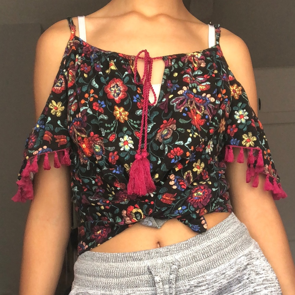 Bohemian cold shoulder blouse